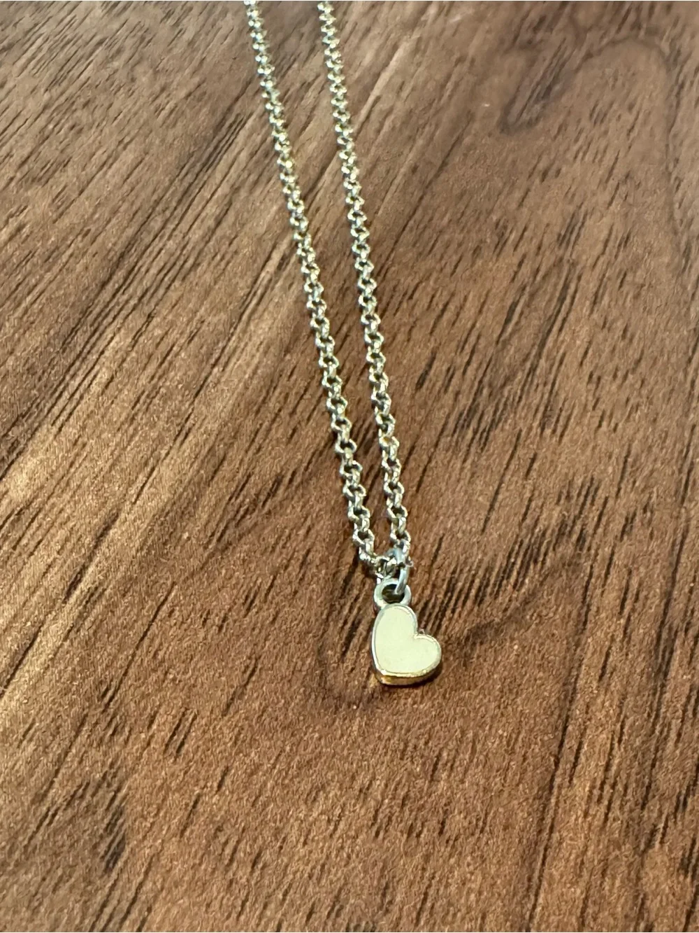 American Eagle Outfitters Silver Chain Necklace with White Heart Charm